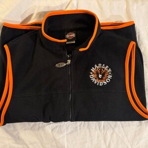 Womens Harley-Davidson Black and Orange Fleece Vest